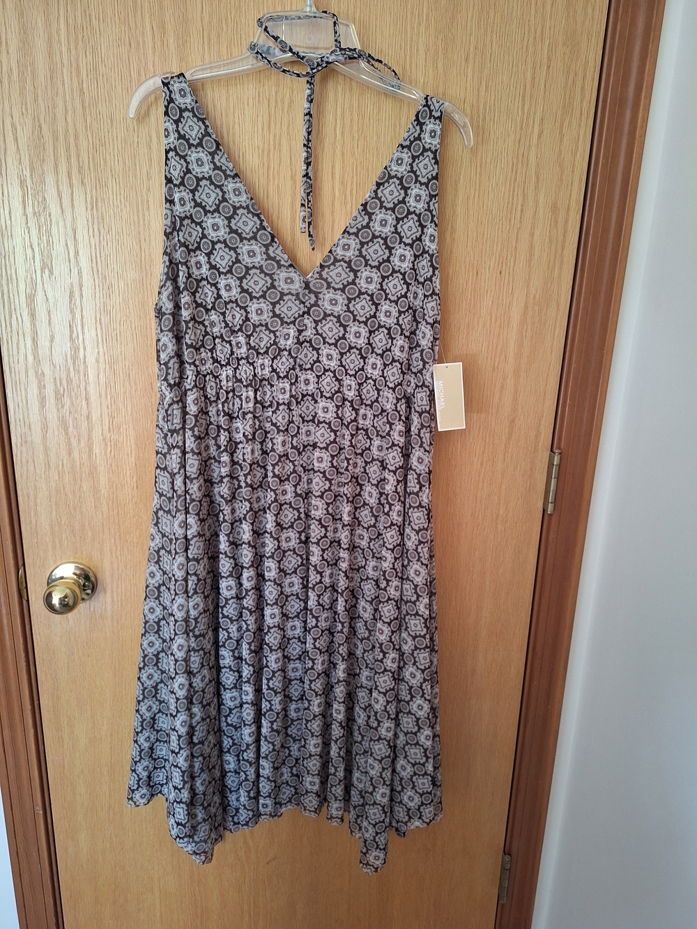 Michael Kors Sleeveless Printed Double V‑Neck Midi Dress New